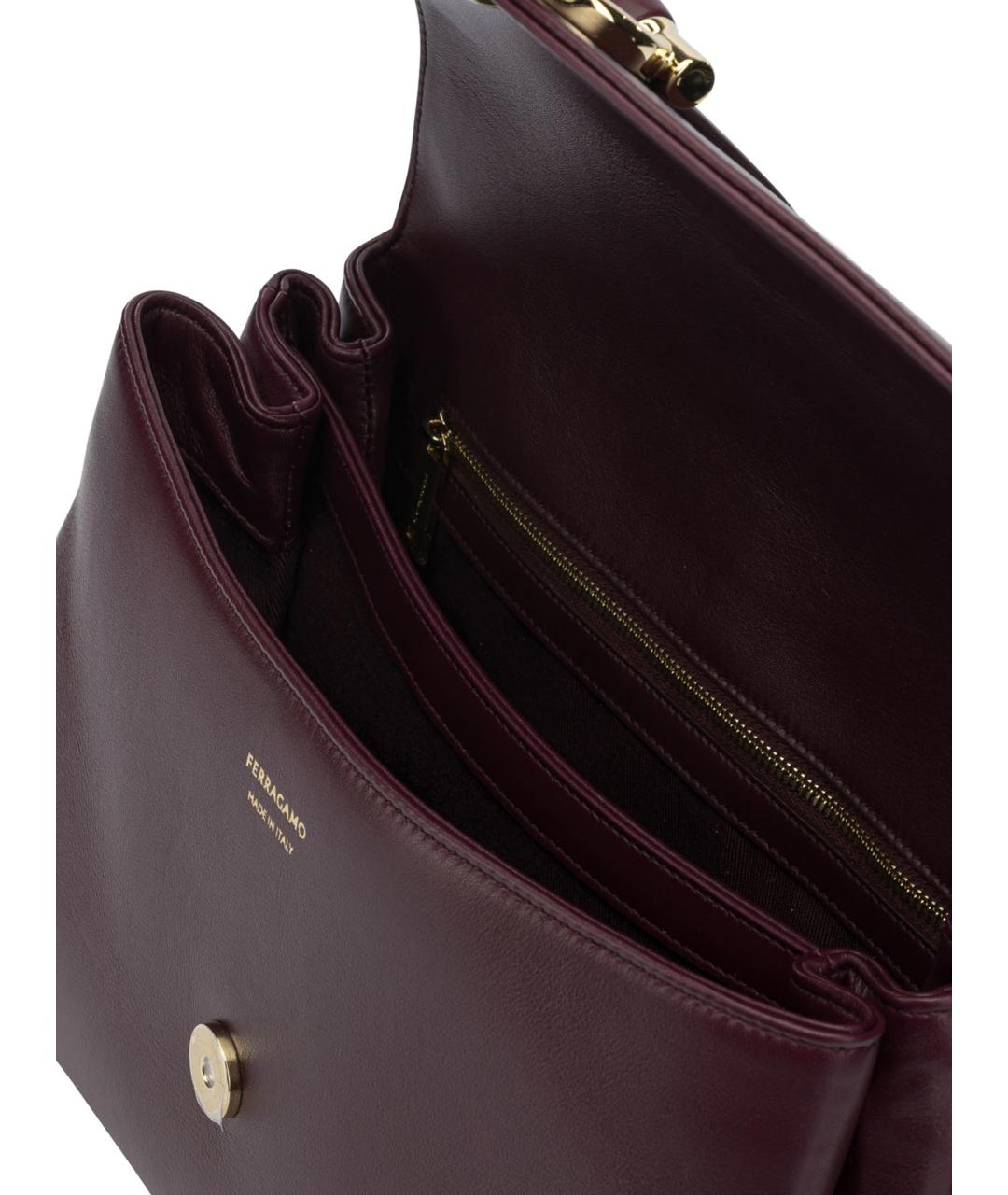 FERRAGAMO Бордовая кожаная сумка с короткими ручками, фото 5