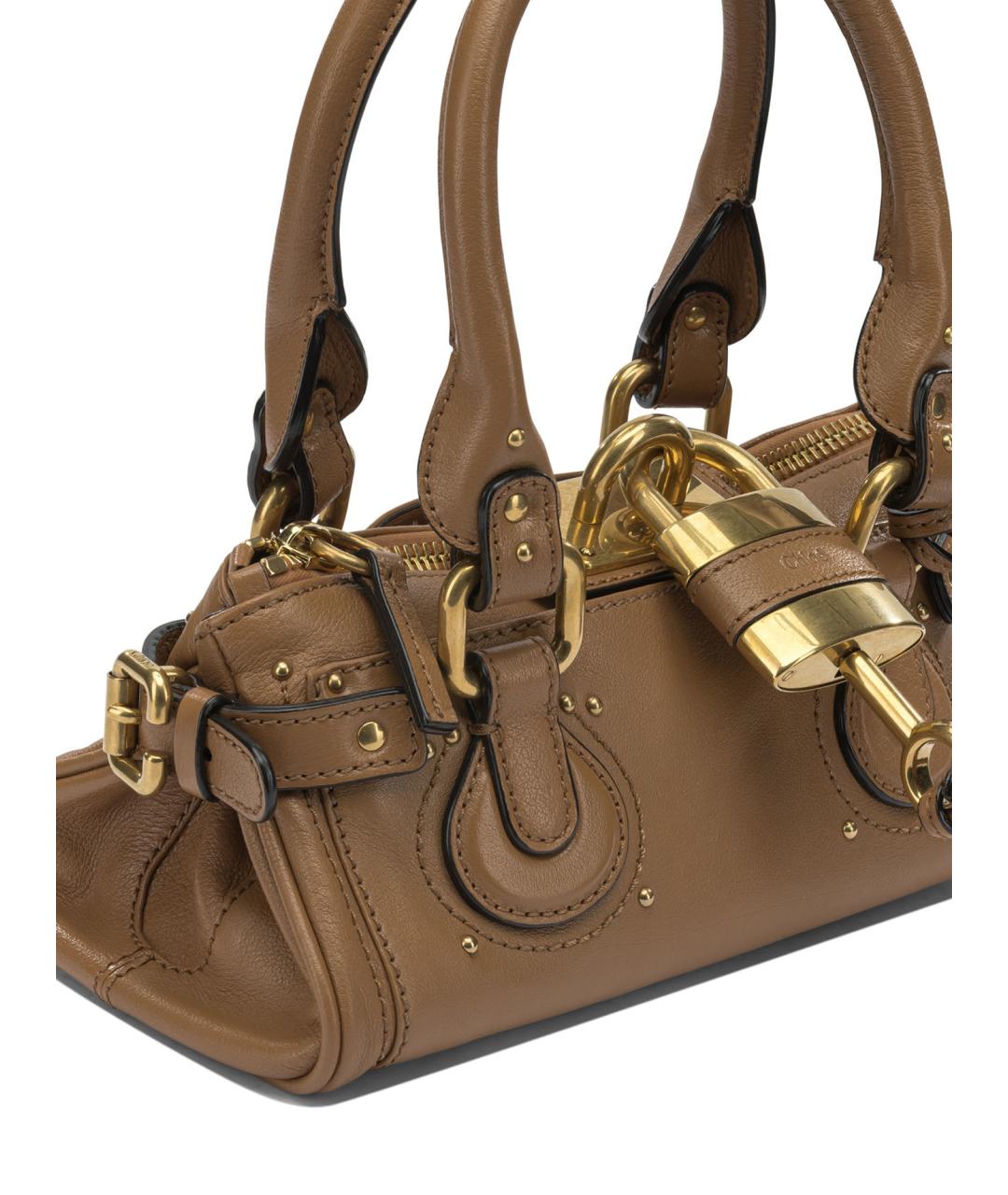 CHLOE Коричневая кожаная сумка с короткими ручками, фото 4