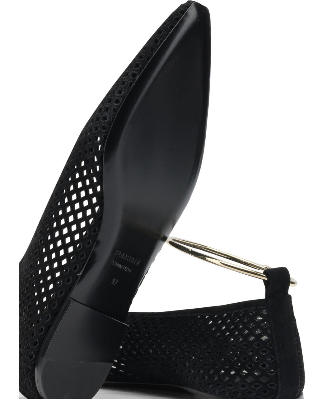 JIL SANDER Черные кожаные балетки, фото 5