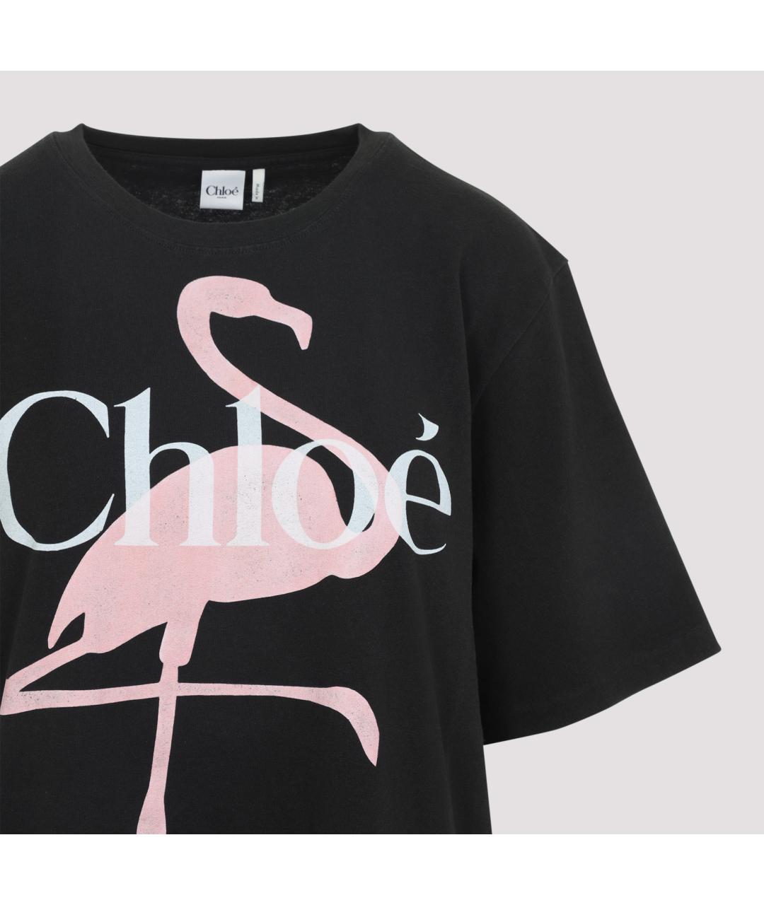 CHLOE Черная хлопковая футболка, фото 5