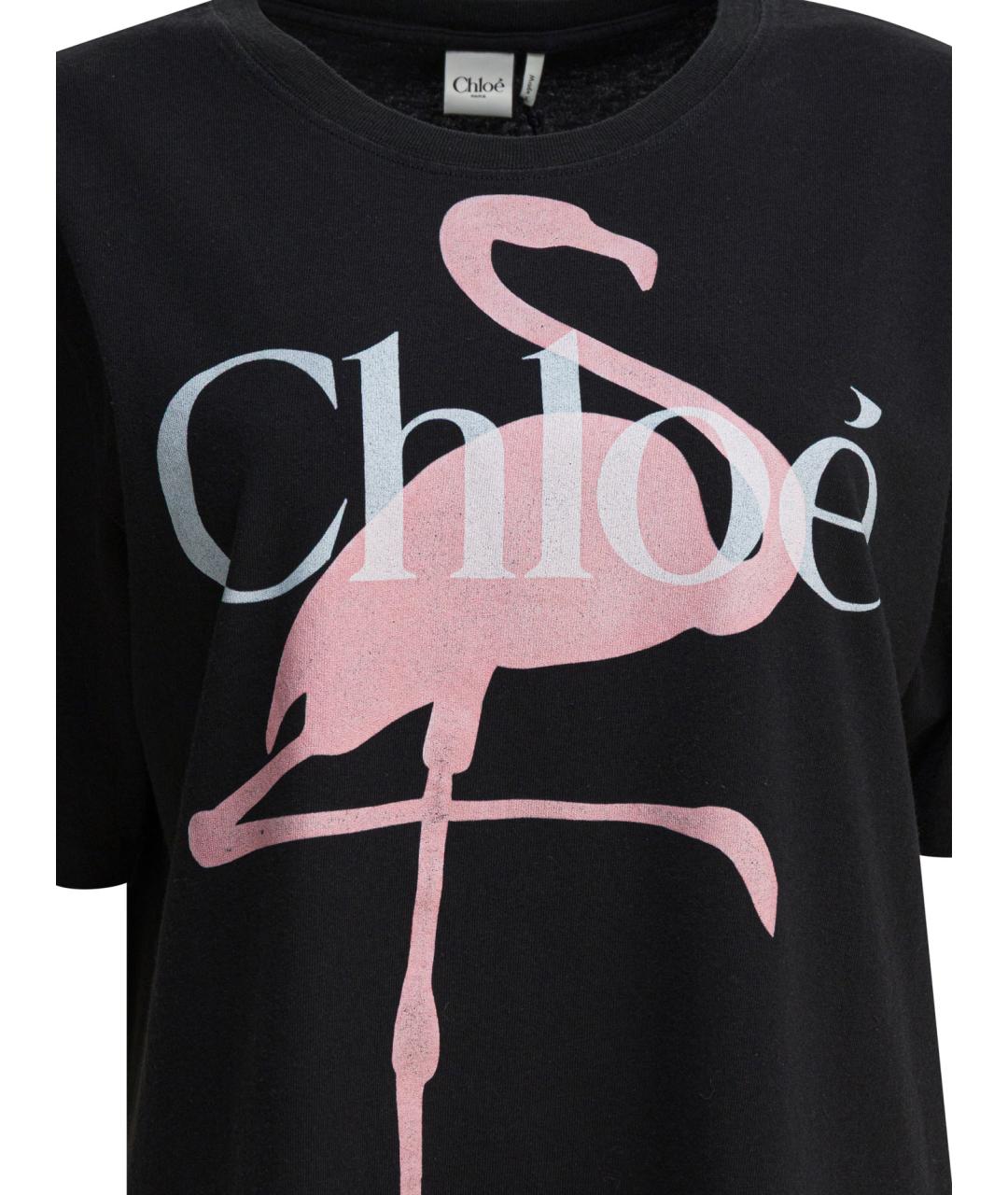 CHLOE Черная хлопковая футболка, фото 3