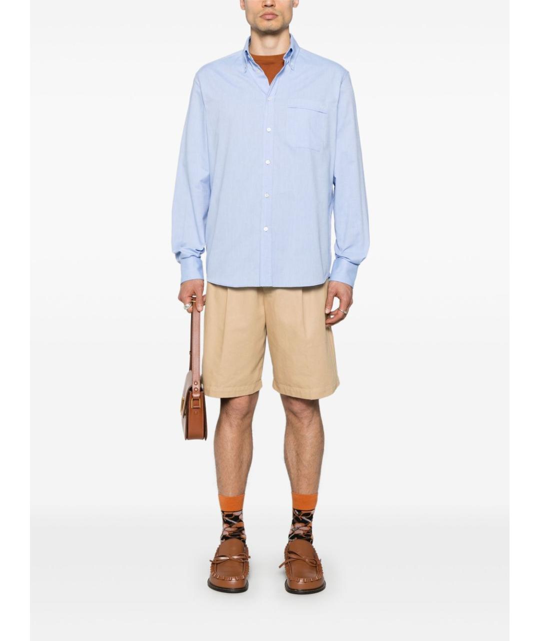 VALENTINO Синяя хлопковая кэжуал рубашка, фото 4