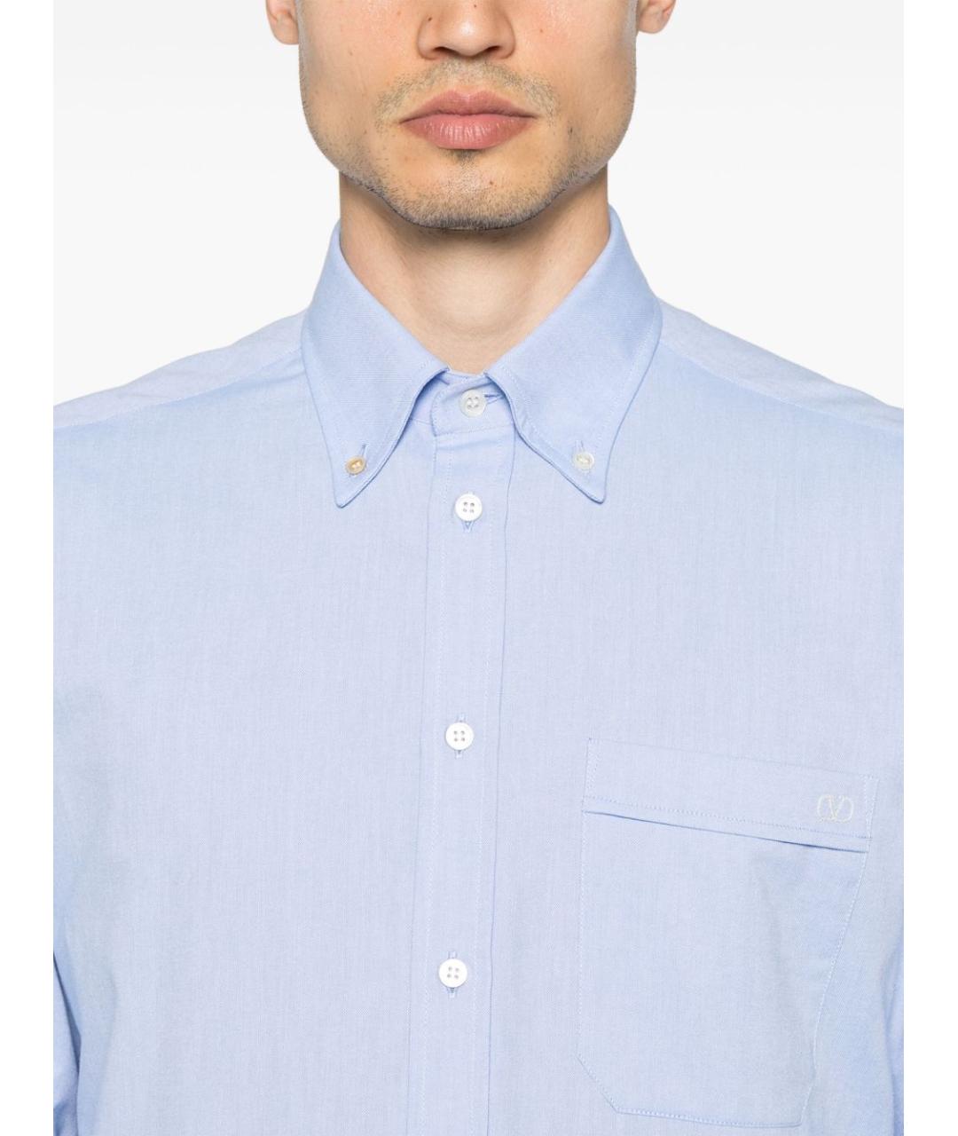 VALENTINO Синяя хлопковая кэжуал рубашка, фото 3