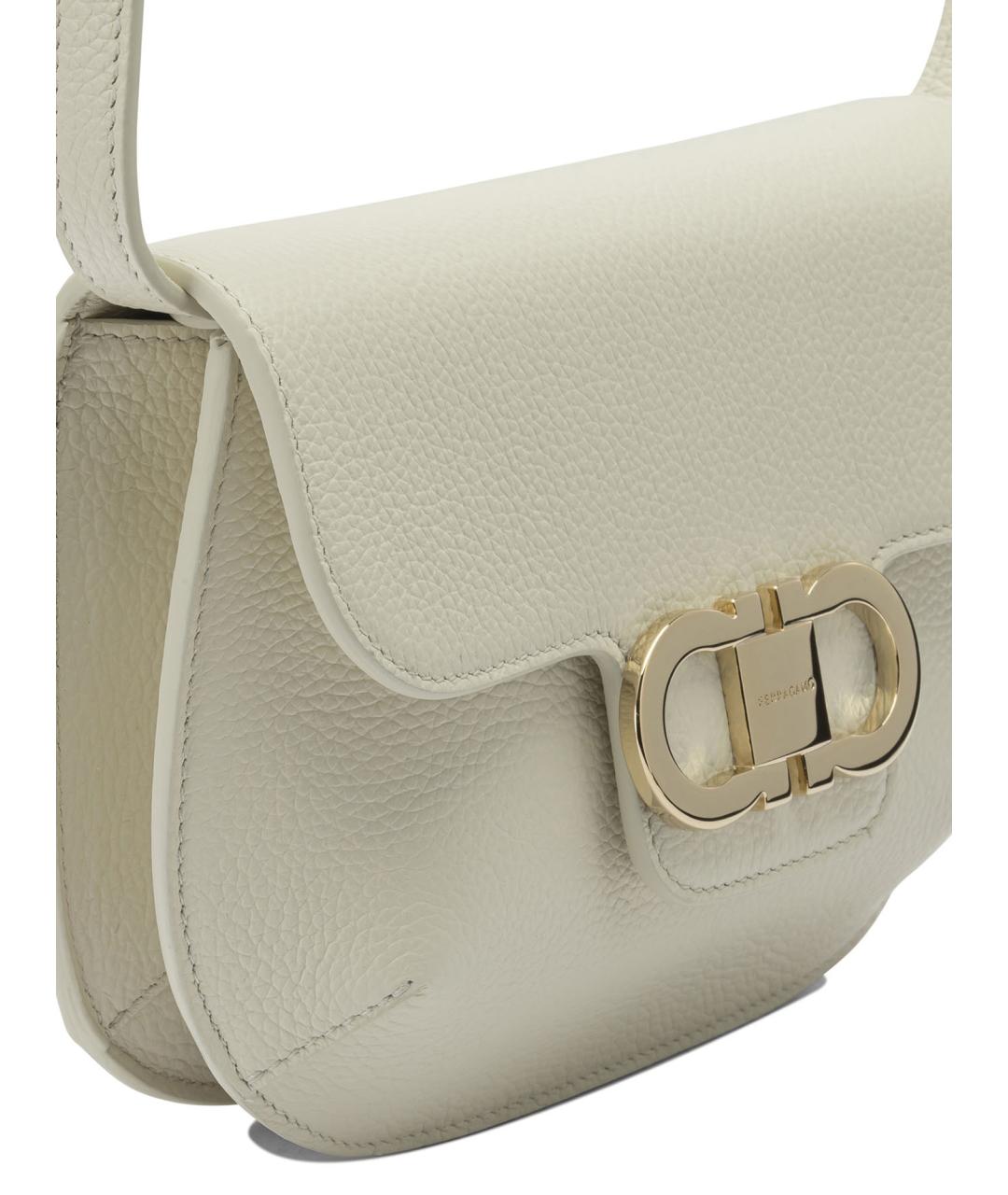 FERRAGAMO Белая кожаная сумка через плечо, фото 4