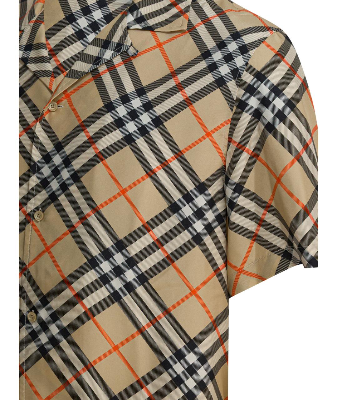 BURBERRY Бежевая шелковая кэжуал рубашка, фото 4