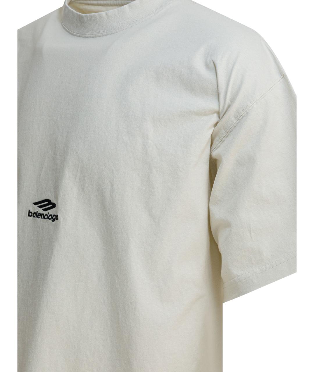BALENCIAGA Белая хлопковая футболка, фото 4