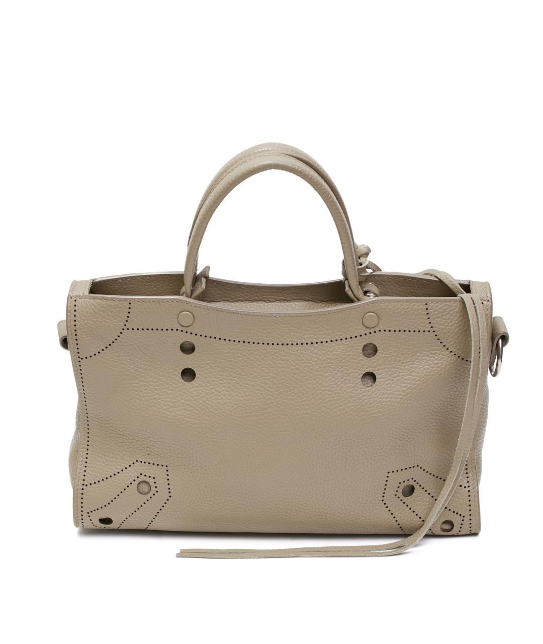 BALENCIAGA Бежевая кожаная сумка с короткими ручками, фото 2