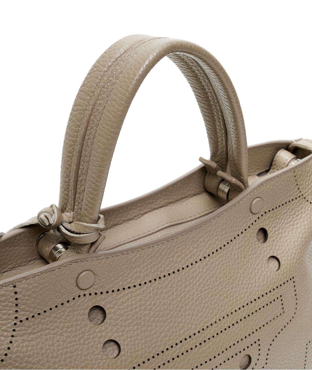 BALENCIAGA Бежевая кожаная сумка с короткими ручками, фото 4