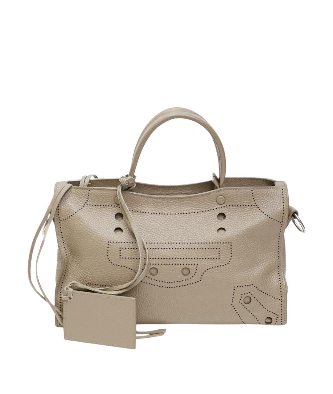 BALENCIAGA Бежевая кожаная сумка с короткими ручками, фото 1