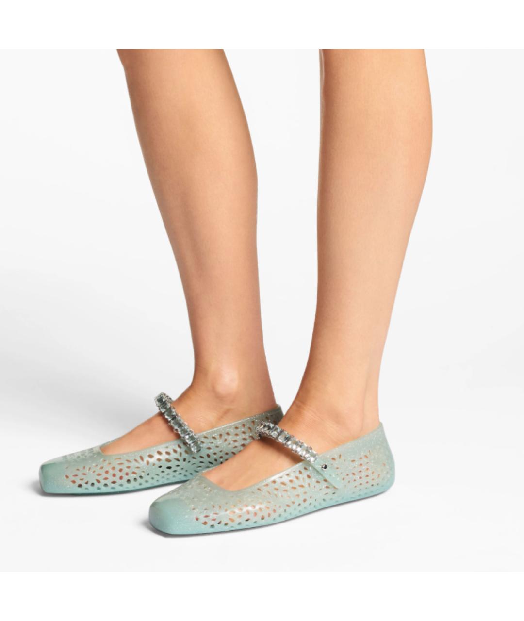 JIMMY CHOO Бирюзовые резиновые балетки, фото 6