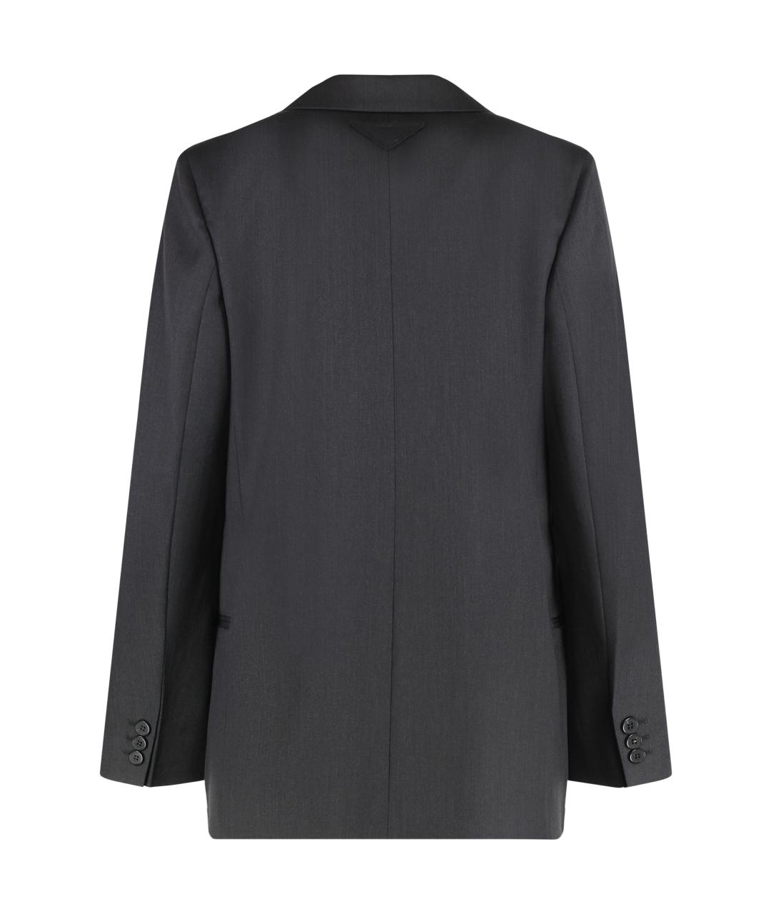 PRADA Антрацитовый шерстяной жакет/пиджак, фото 2