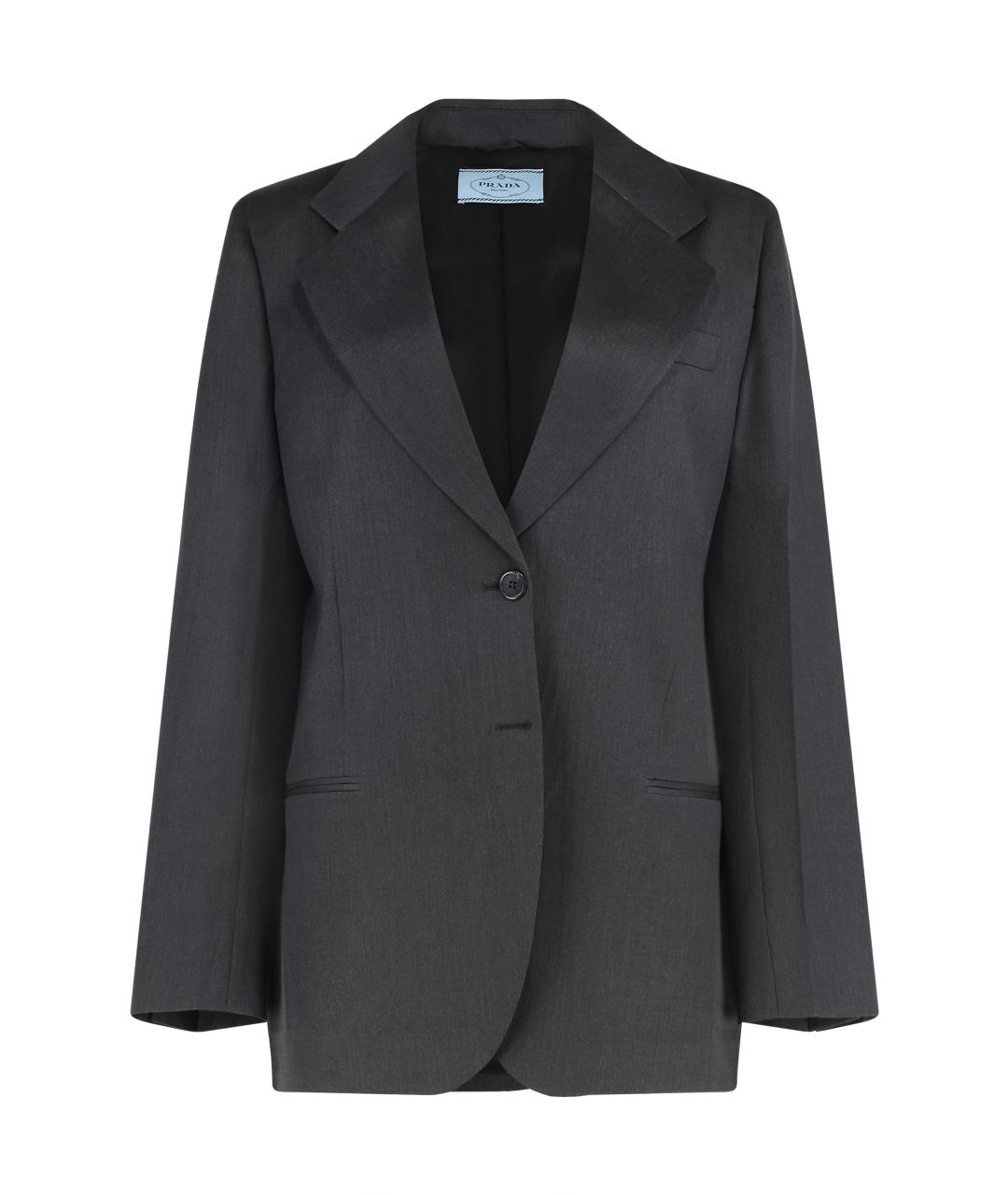 PRADA Антрацитовый шерстяной жакет/пиджак, фото 1