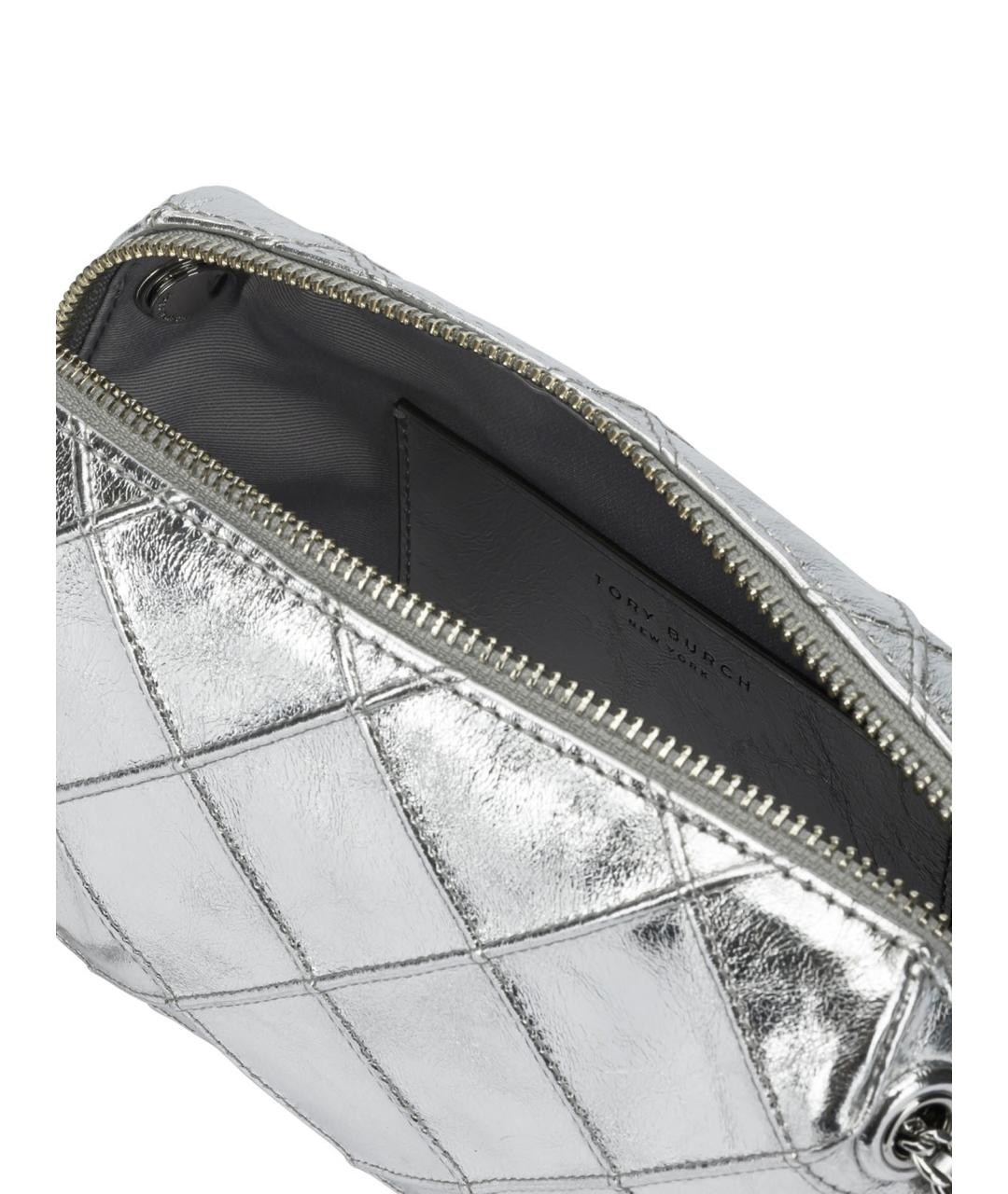 TORY BURCH Серебряная кожаная сумка через плечо, фото 5