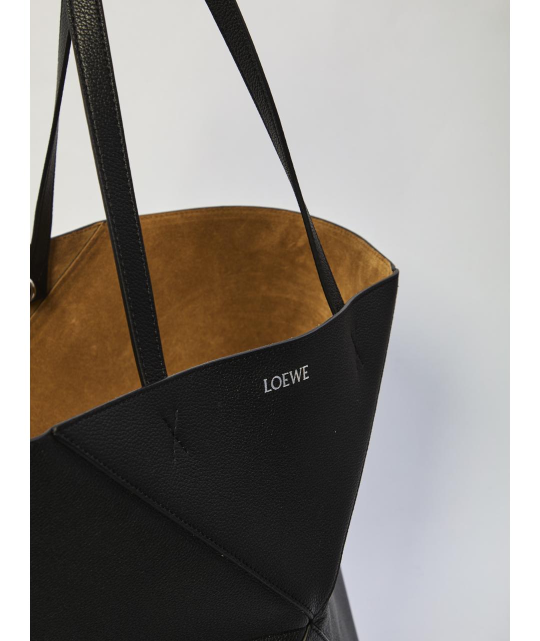LOEWE Черная кожаная сумка тоут, фото 4