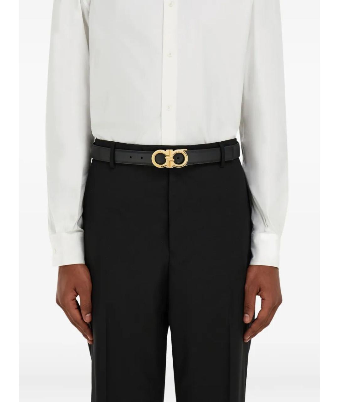 FERRAGAMO Черный кожаный ремень, фото 2