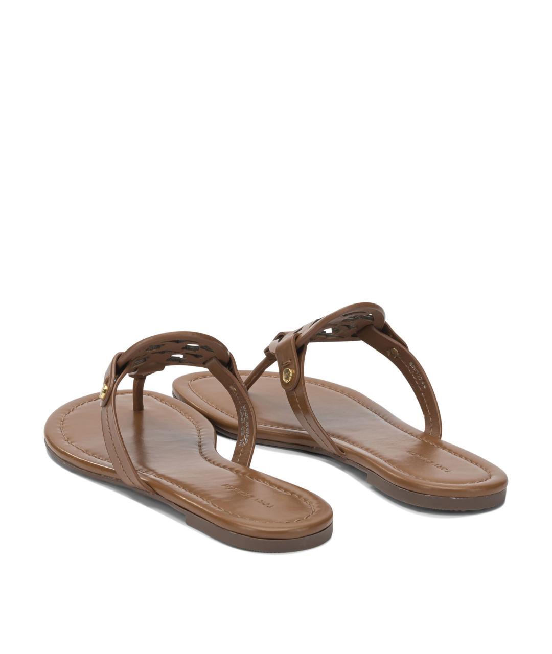 TORY BURCH Коричневые кожаные сандалии, фото 4