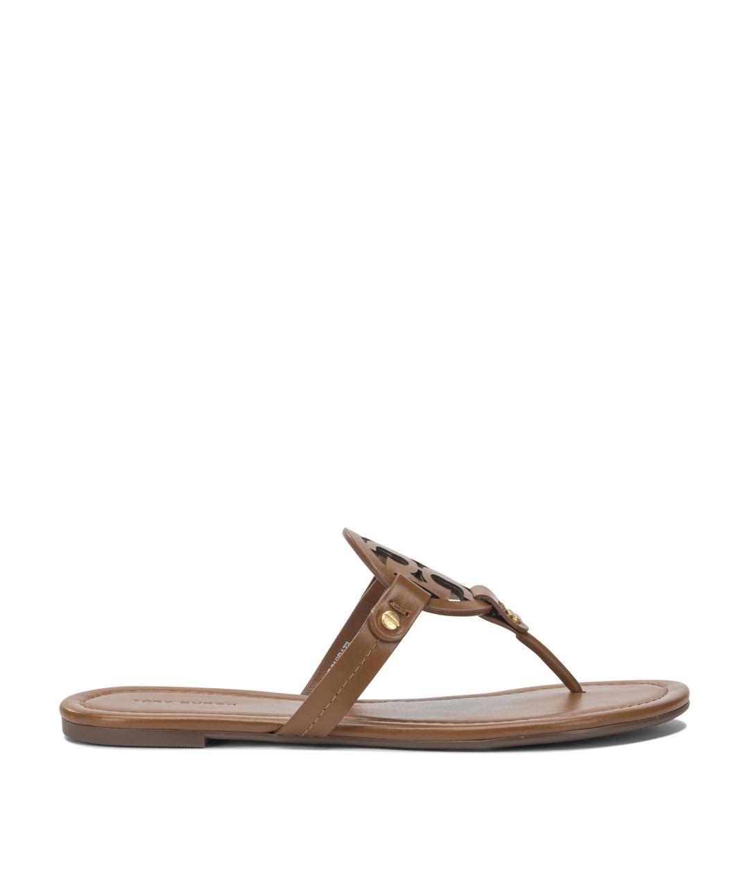 TORY BURCH Коричневые кожаные сандалии, фото 1