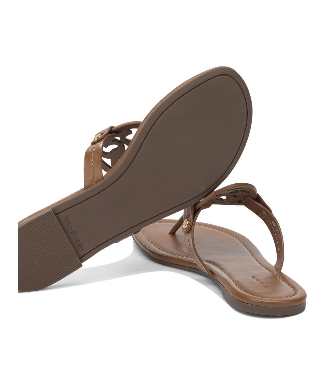 TORY BURCH Коричневые кожаные сандалии, фото 5