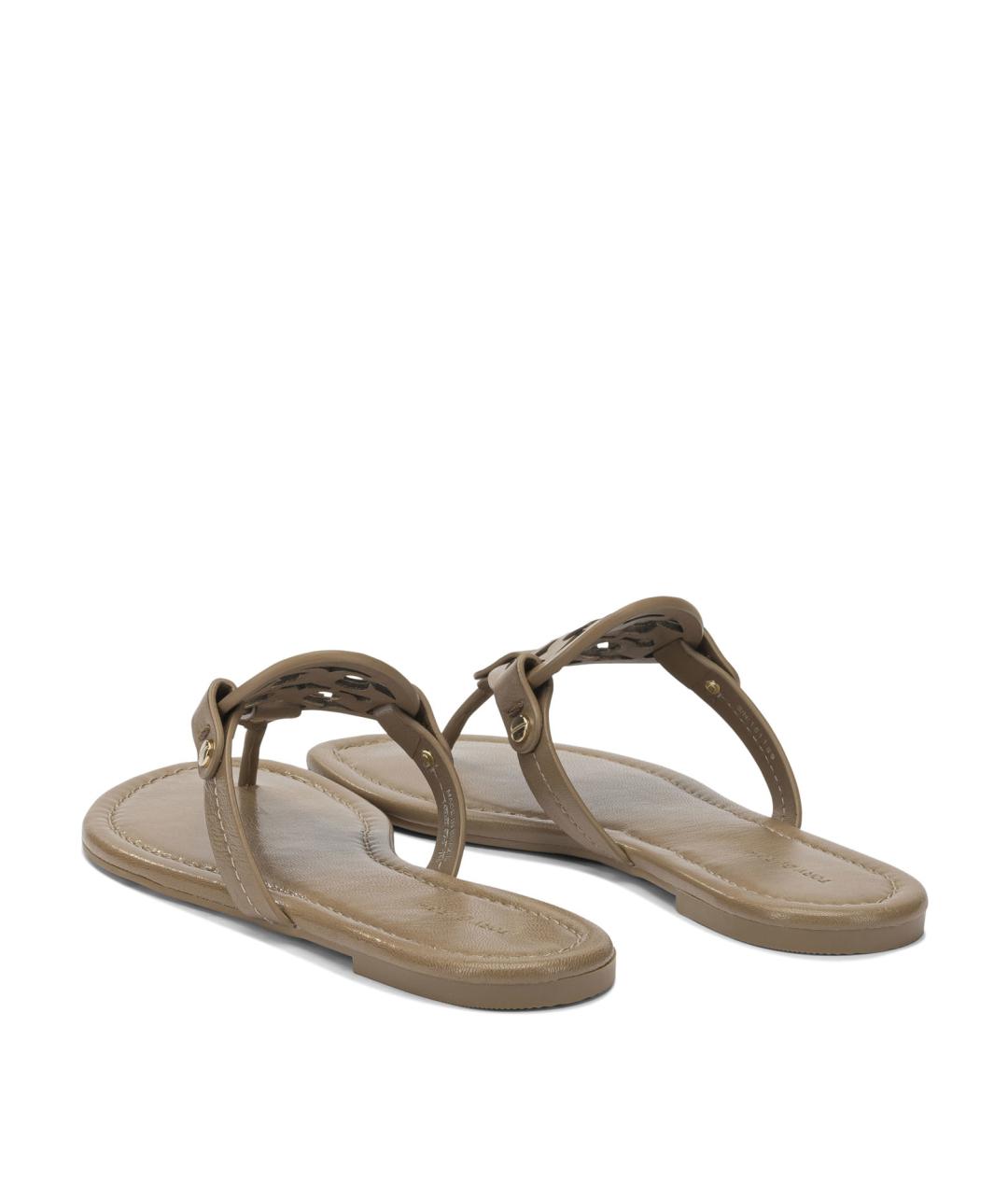 TORY BURCH Коричневые кожаные сандалии, фото 4