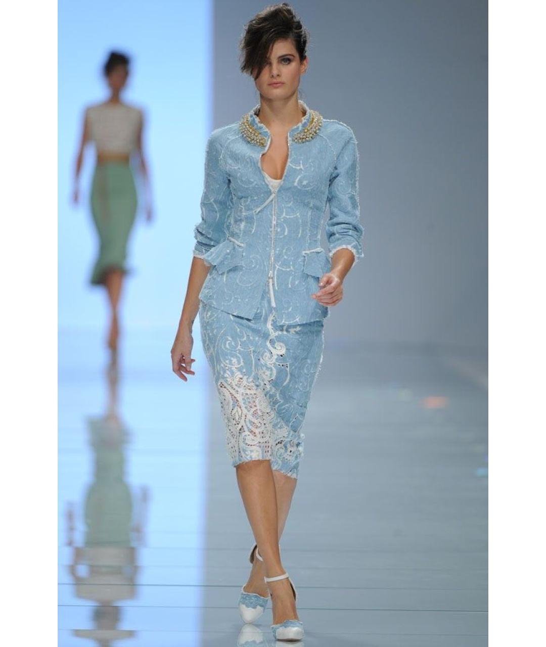 ERMANNO SCERVINO Голубая деним юбка миди, фото 3