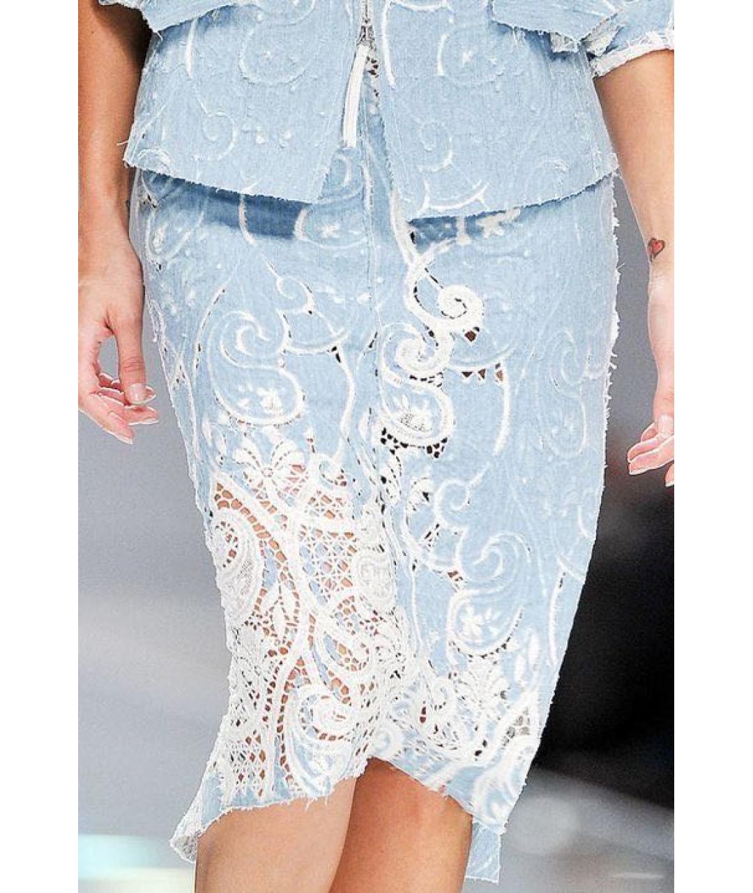 ERMANNO SCERVINO Голубая деним юбка миди, фото 2