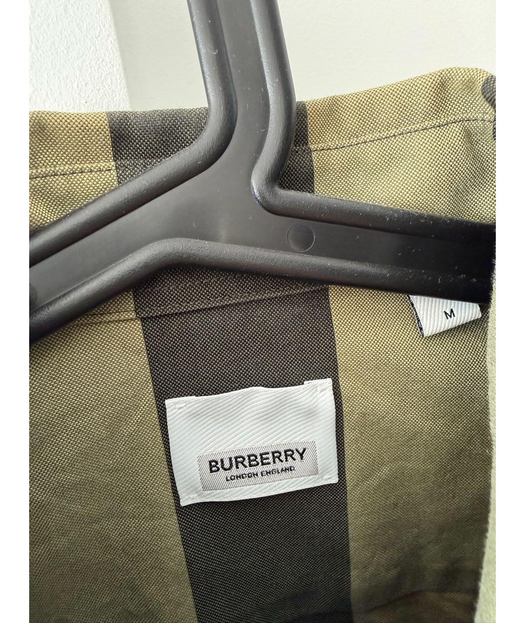 BURBERRY Хаки хлопковая кэжуал рубашка, фото 3
