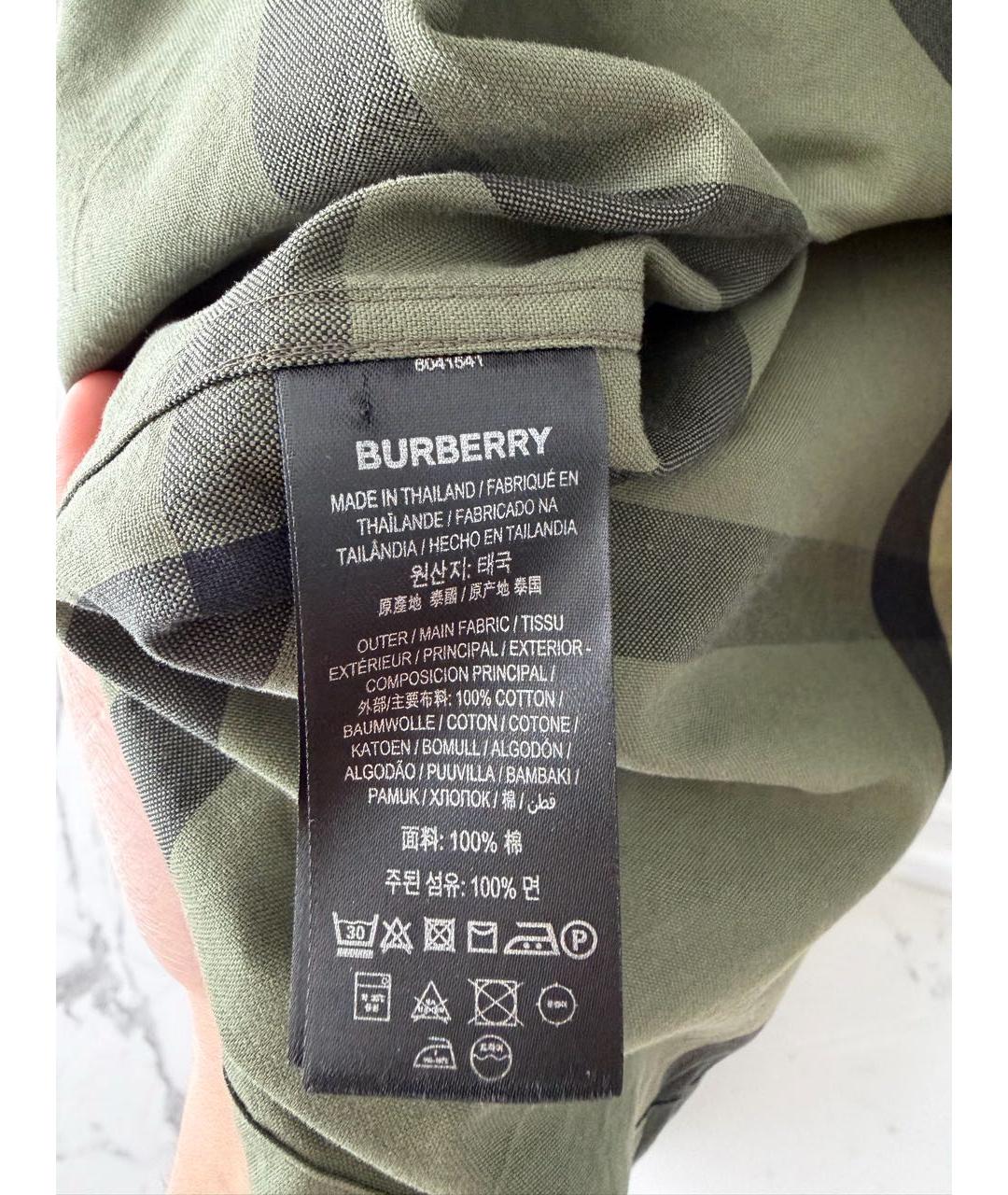 BURBERRY Хаки хлопковая кэжуал рубашка, фото 4