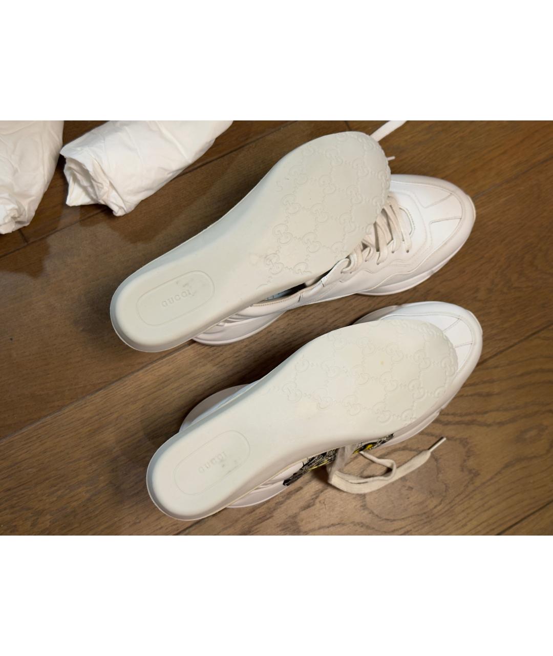 GUCCI Белые кожаные кроссовки, фото 5