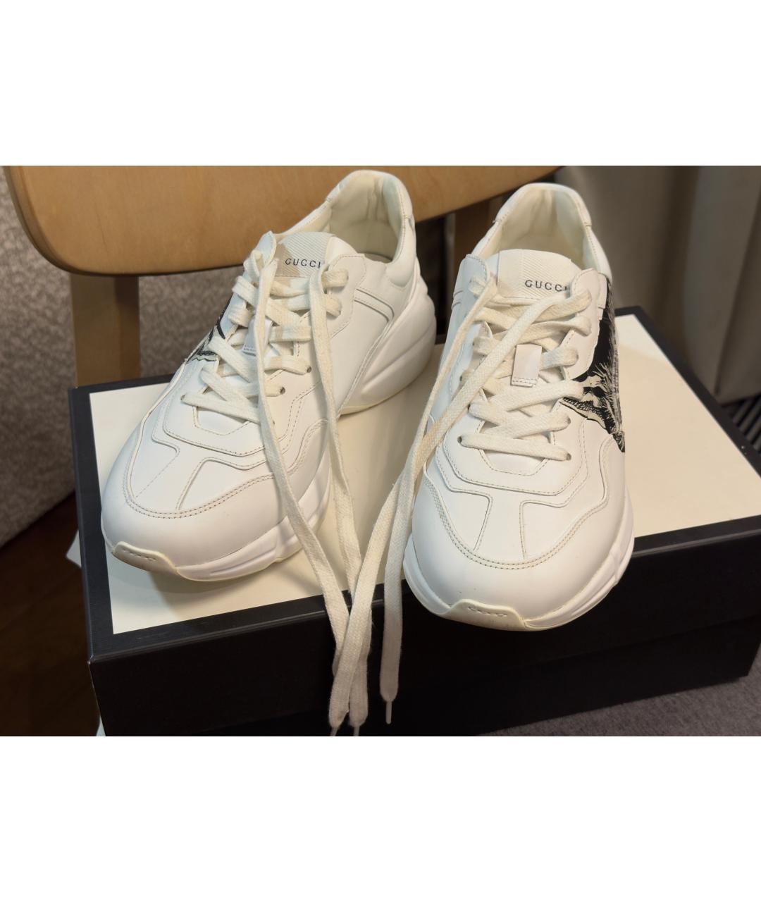 GUCCI Белые кожаные кроссовки, фото 4