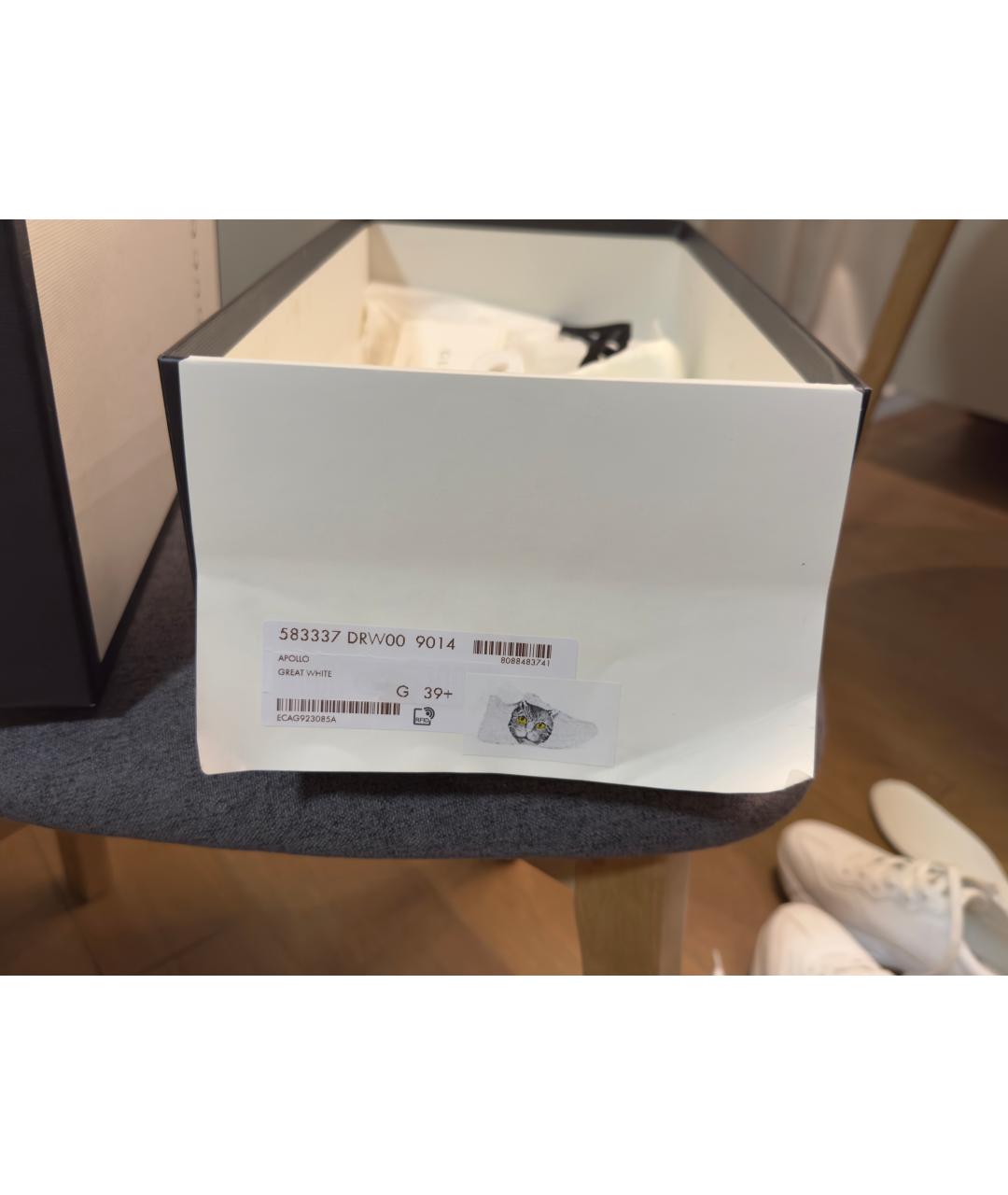 GUCCI Белые кожаные кроссовки, фото 7