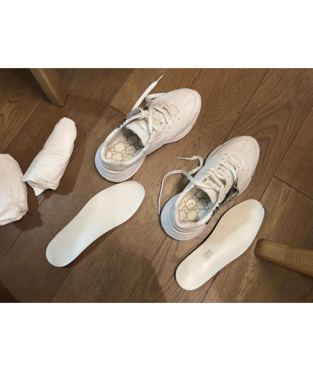 GUCCI Белые кожаные кроссовки, фото 3