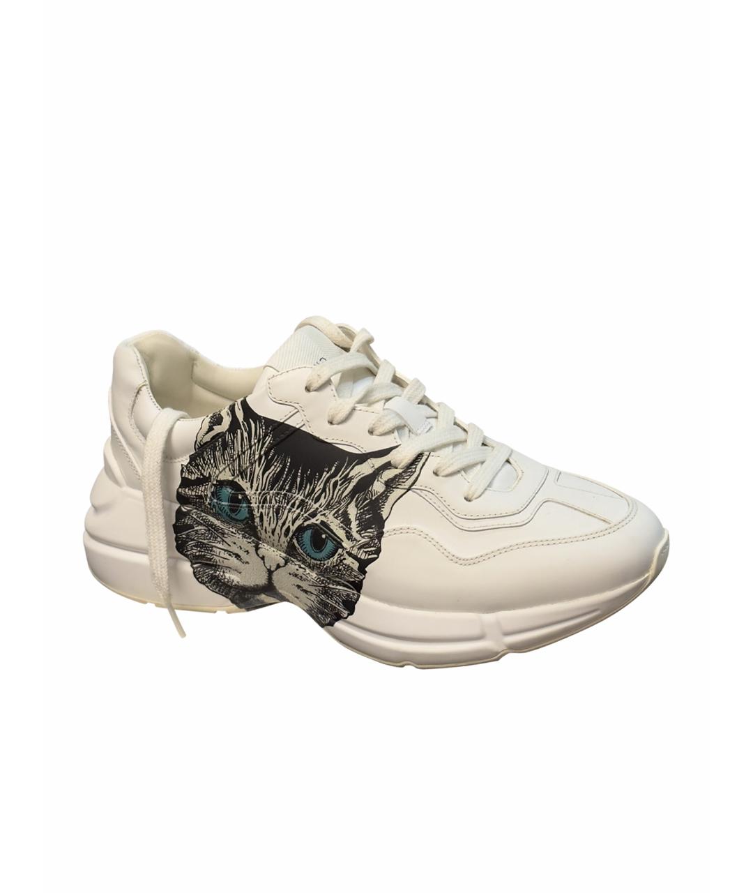 GUCCI Белые кожаные кроссовки, фото 1