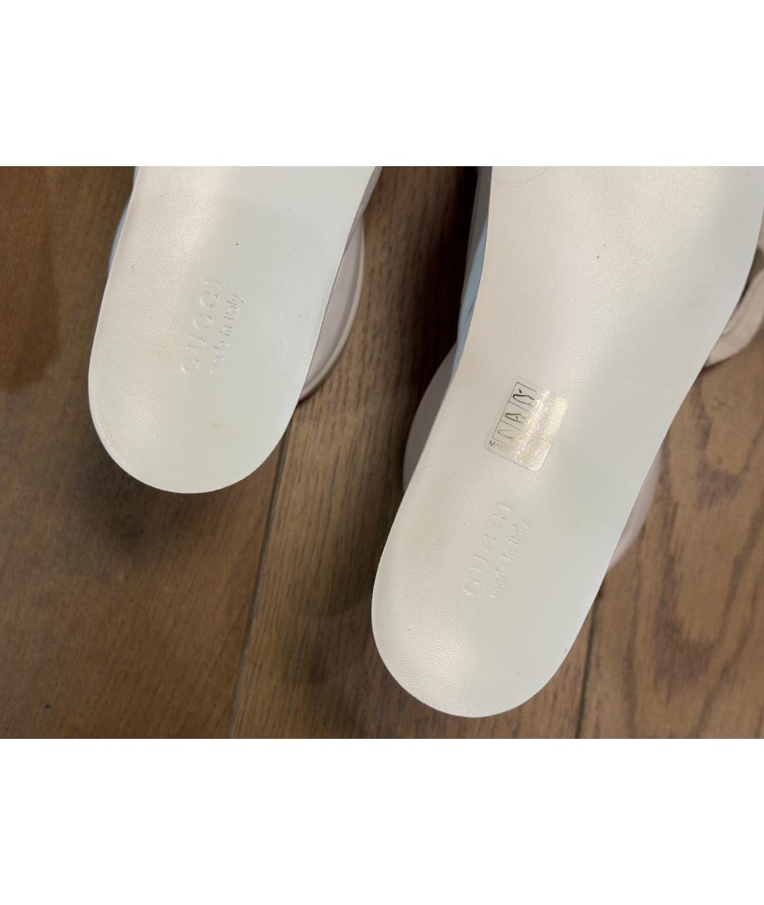 GUCCI Белые кожаные кроссовки, фото 6