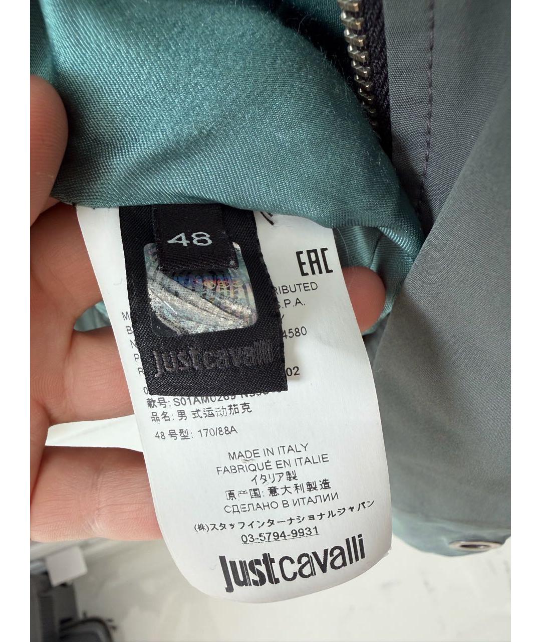 JUST CAVALLI Зеленая атласная куртка, фото 4