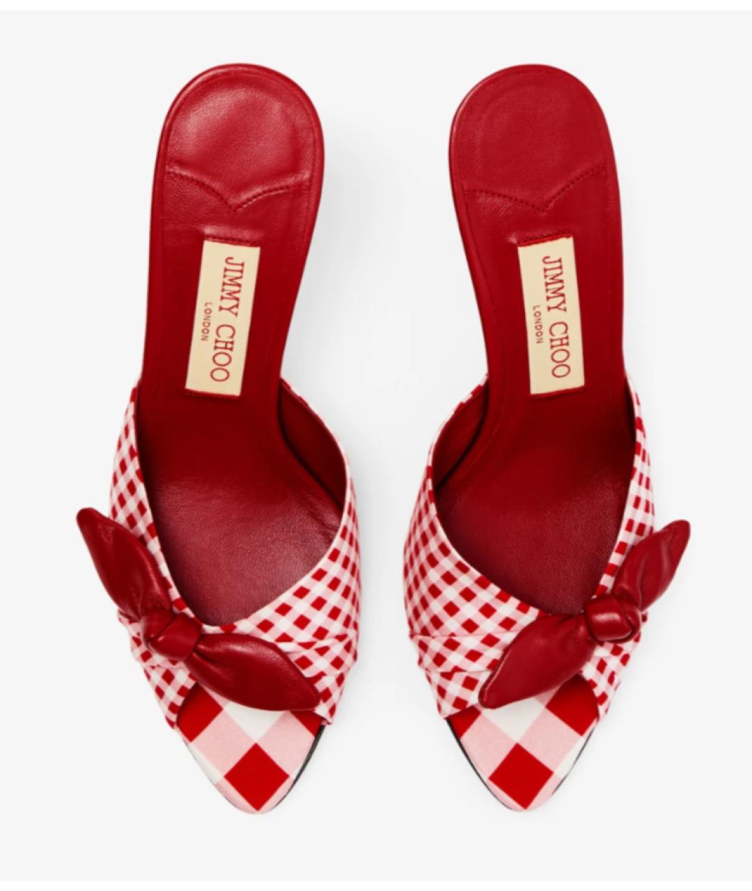 JIMMY CHOO Красные текстильные мюли, фото 4