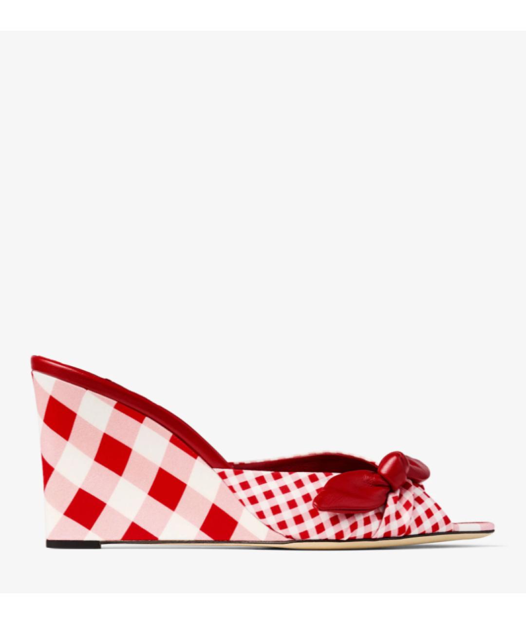 JIMMY CHOO Красные текстильные мюли, фото 6