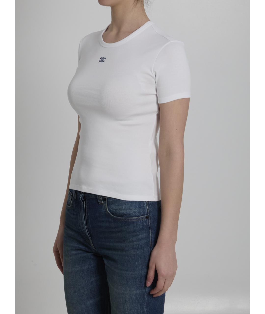 CELINE Белая хлопковая футболка, фото 2