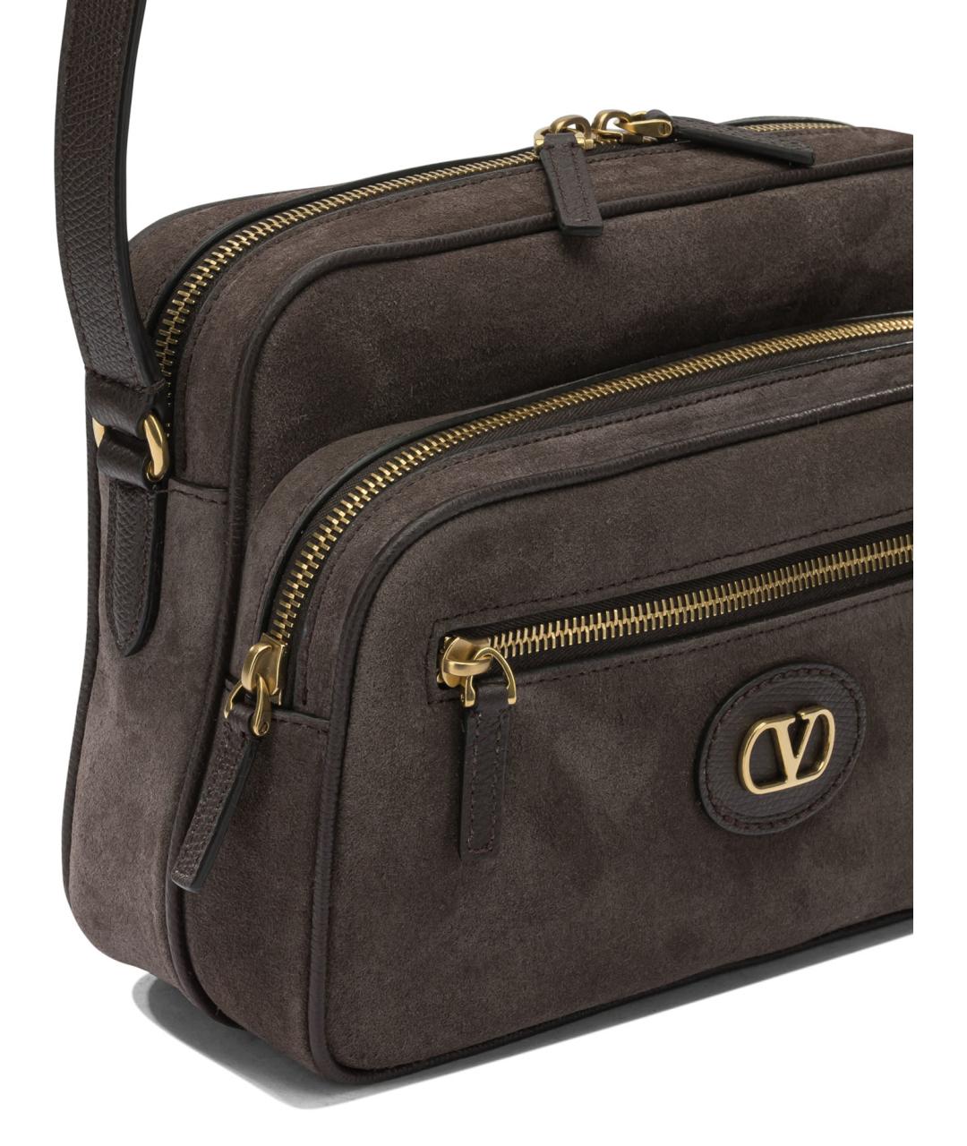 VALENTINO Коричневая замшевая сумка через плечо, фото 4