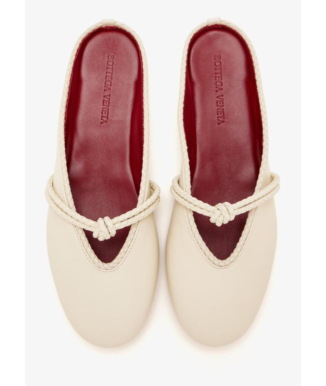 BOTTEGA VENETA Бежевые кожаные мюли, фото 4