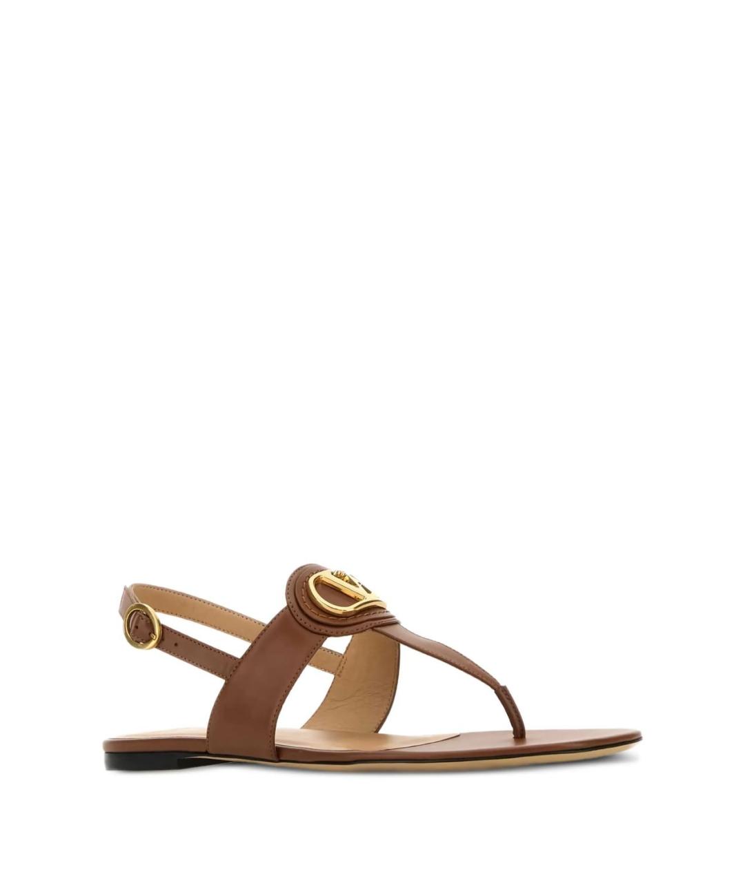 VALENTINO Коричневые кожаные сандалии, фото 2