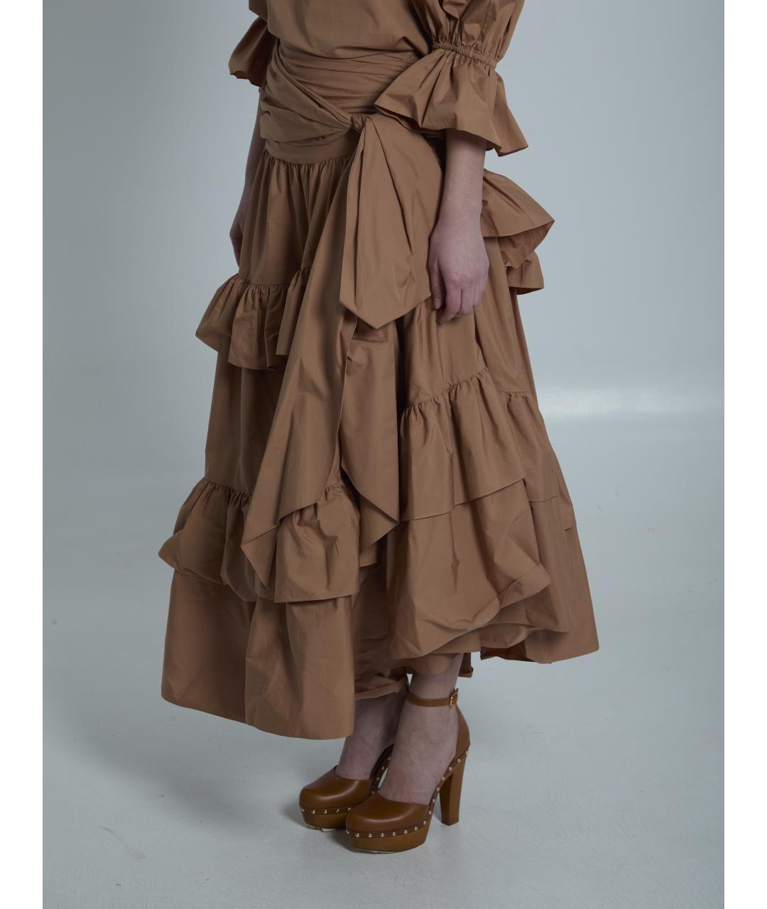 CHLOE Коричневая хлопковая юбка макси, фото 3