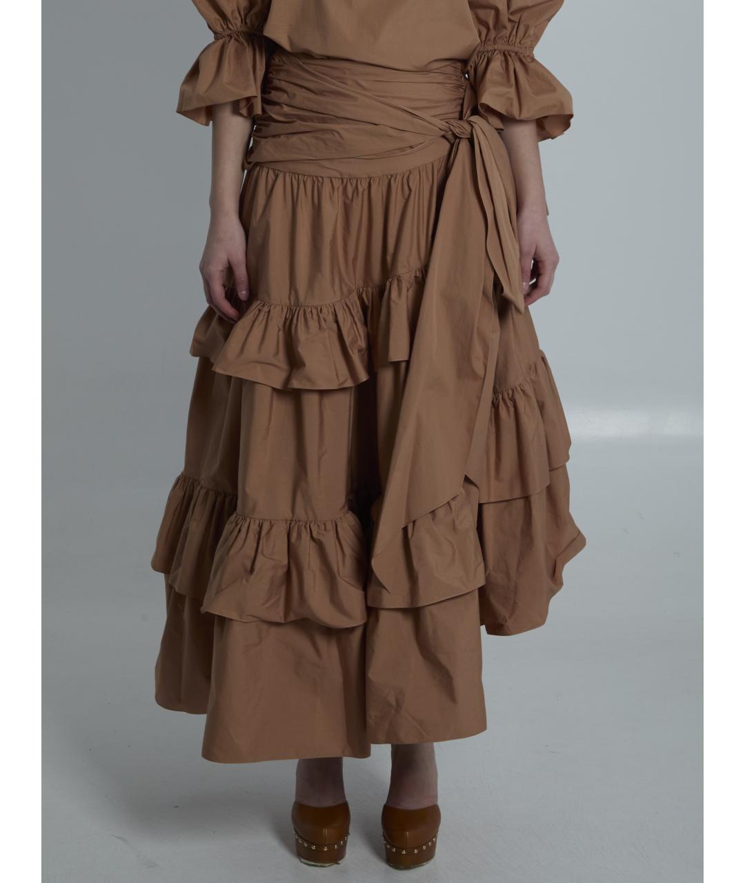 CHLOE Коричневая хлопковая юбка макси, фото 6