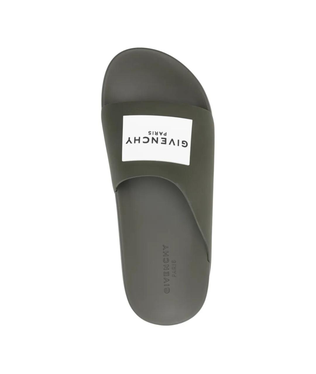 GIVENCHY Зеленые резиновые шлепанцы, фото 4