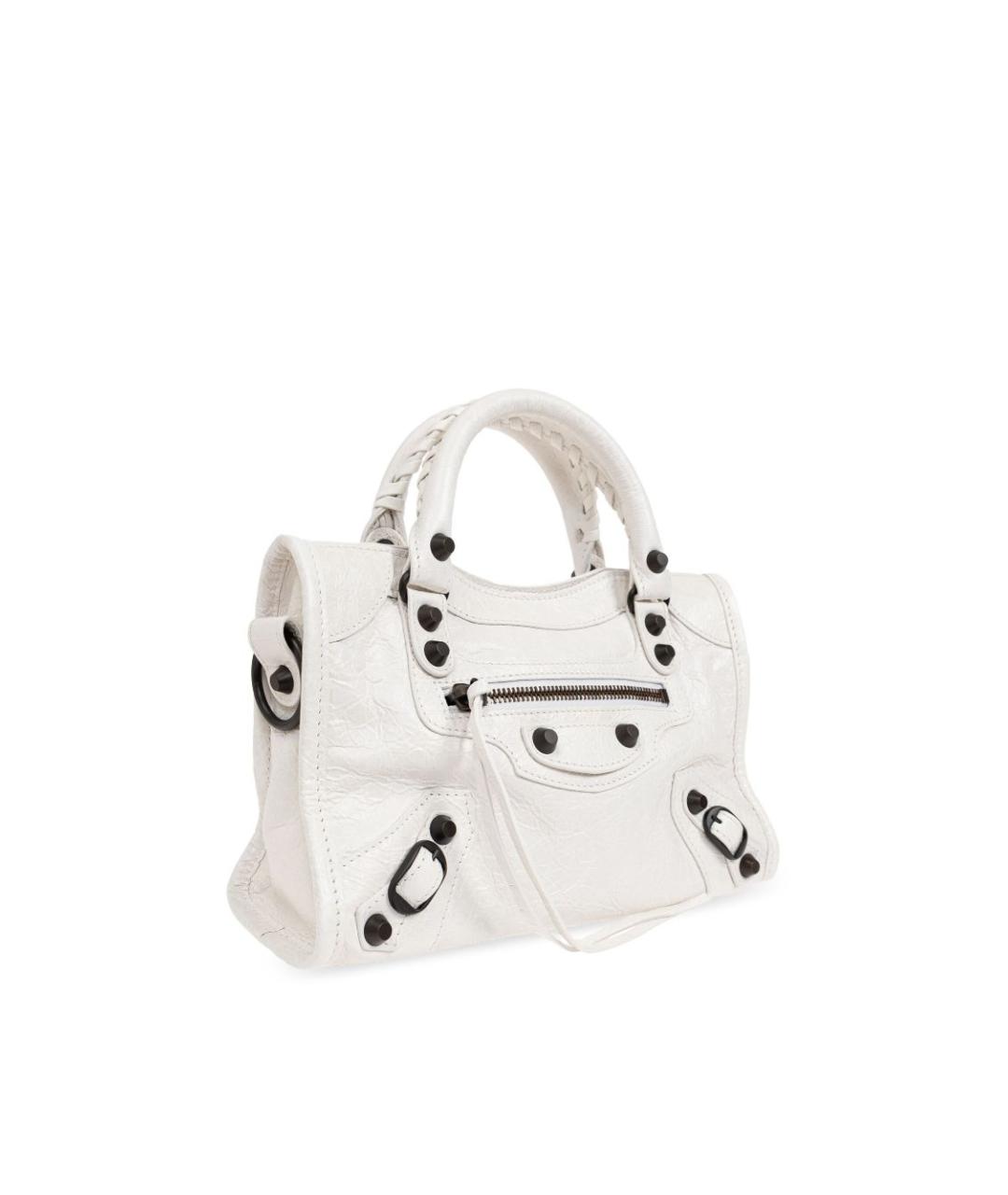 BALENCIAGA Белая кожаная сумка с короткими ручками, фото 4