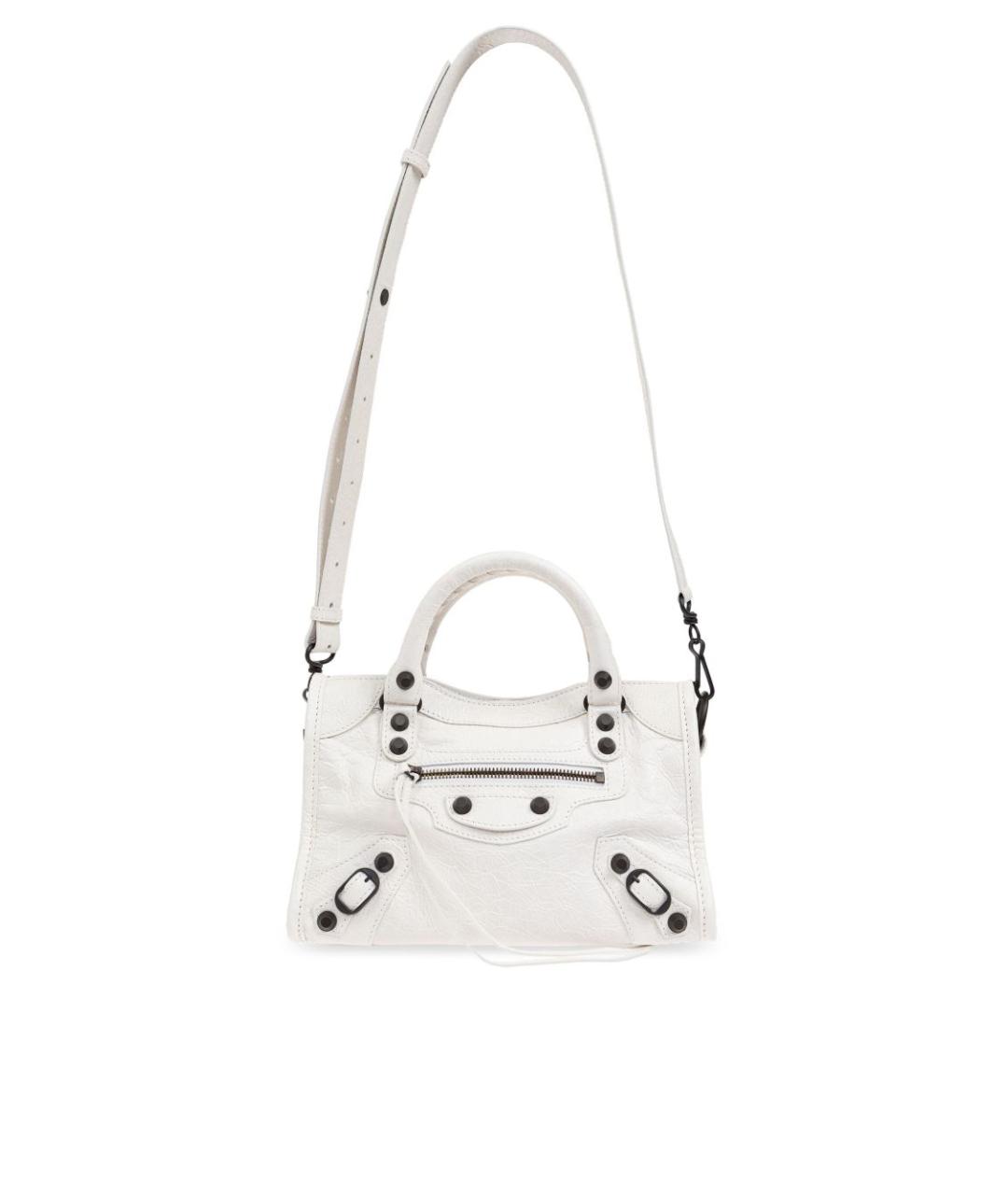 BALENCIAGA Белая кожаная сумка с короткими ручками, фото 2
