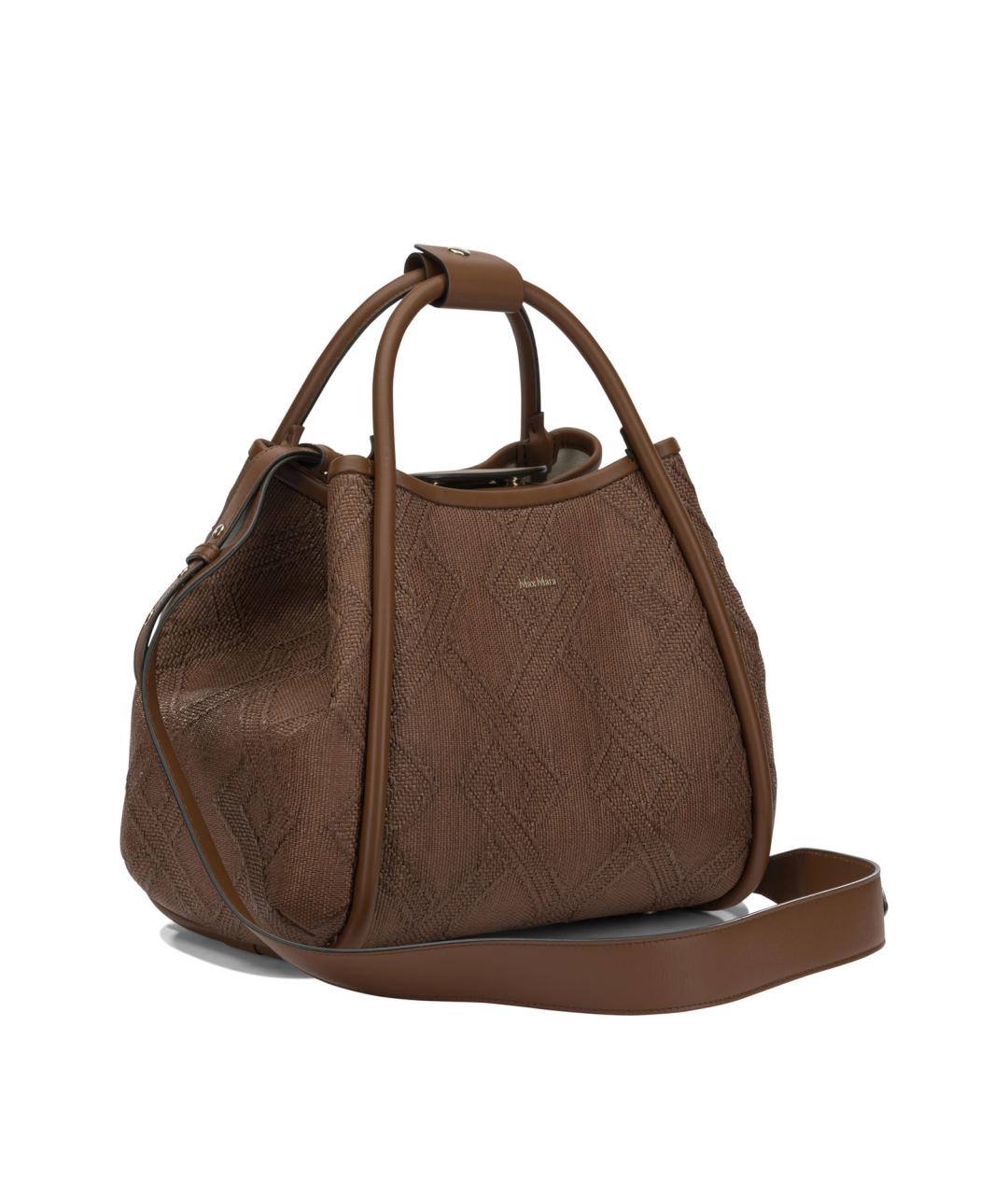 MAX MARA Коричневая синтетическая сумка с короткими ручками, фото 2