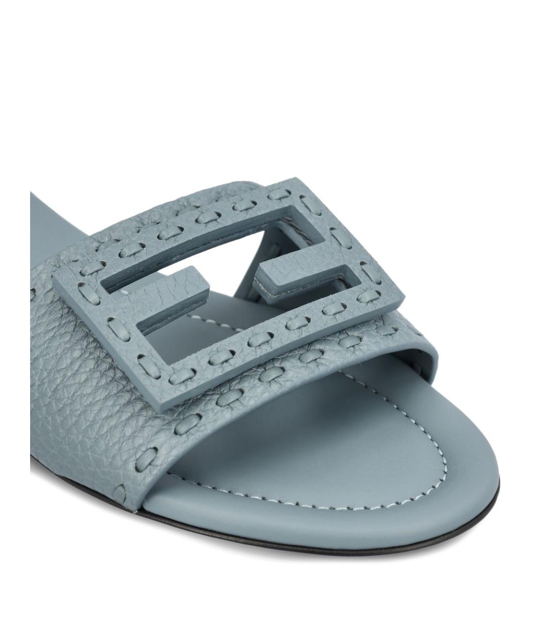 FENDI Серые кожаные сандалии, фото 4