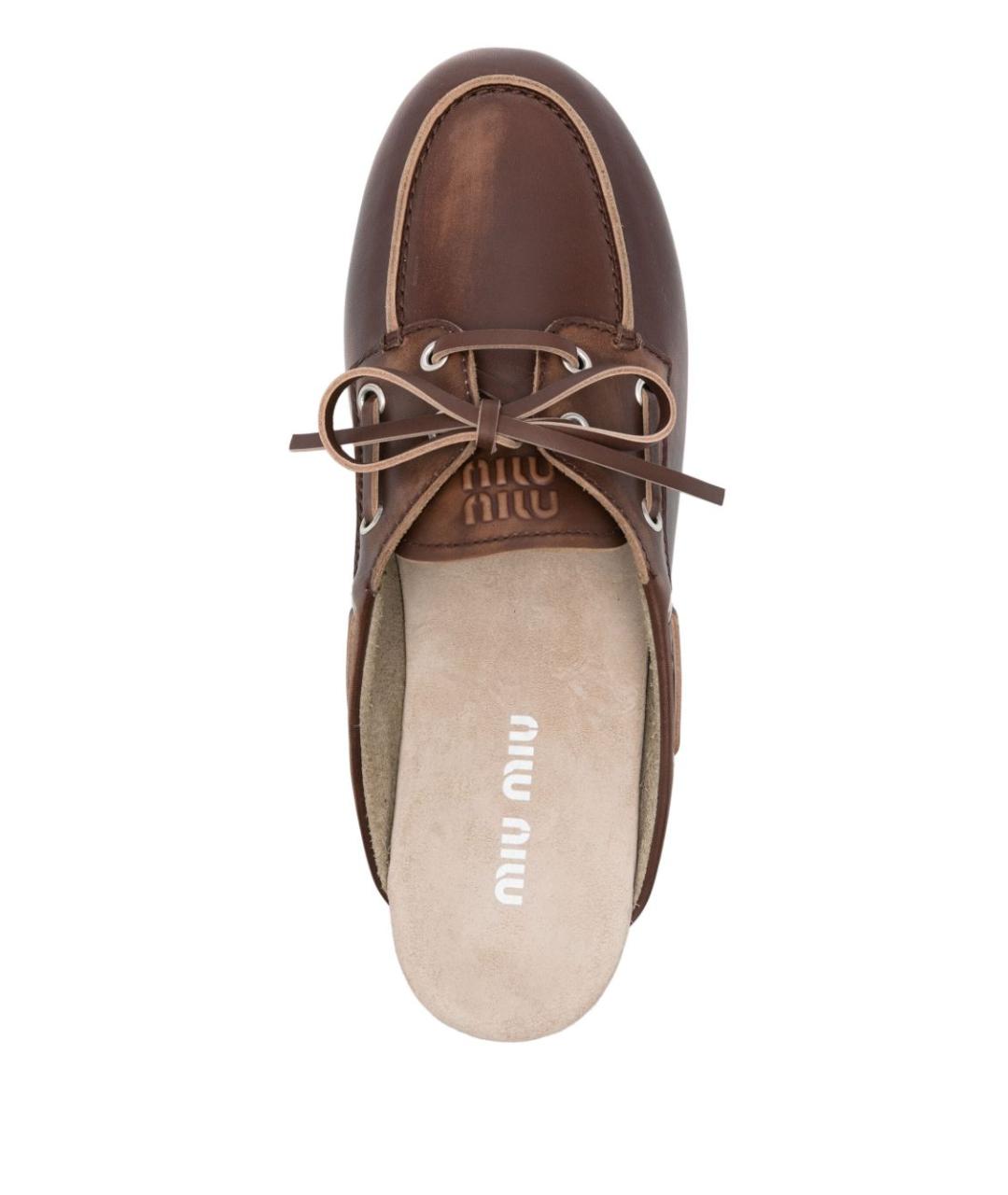 MIU MIU Коричневые кожаные сабо, фото 2