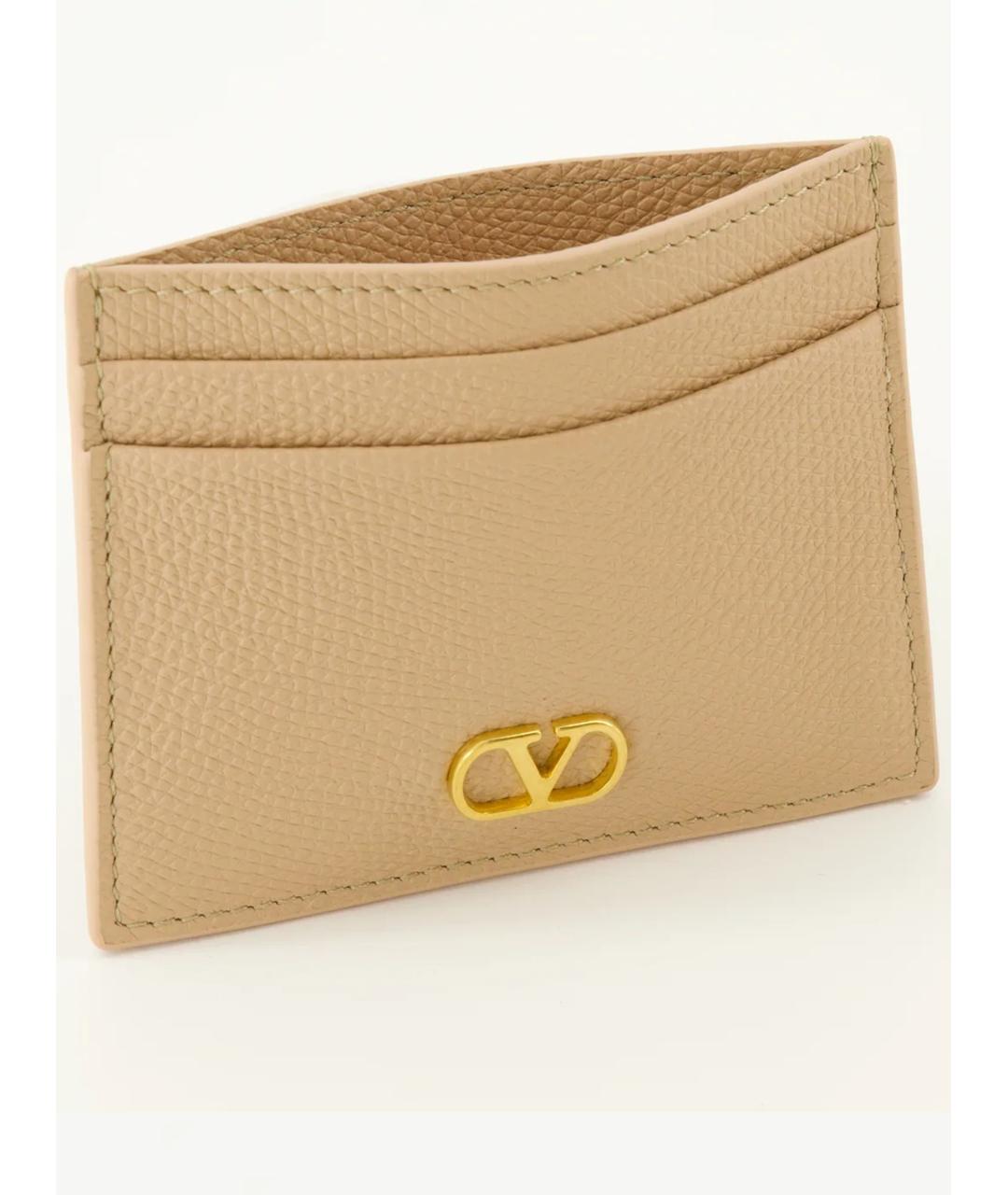 VALENTINO Бежевый кожаный кардхолдер, фото 3