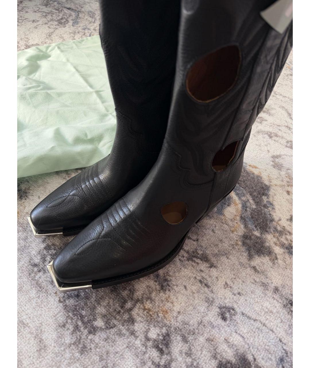 OFF-WHITE Черные кожаные сапоги, фото 2